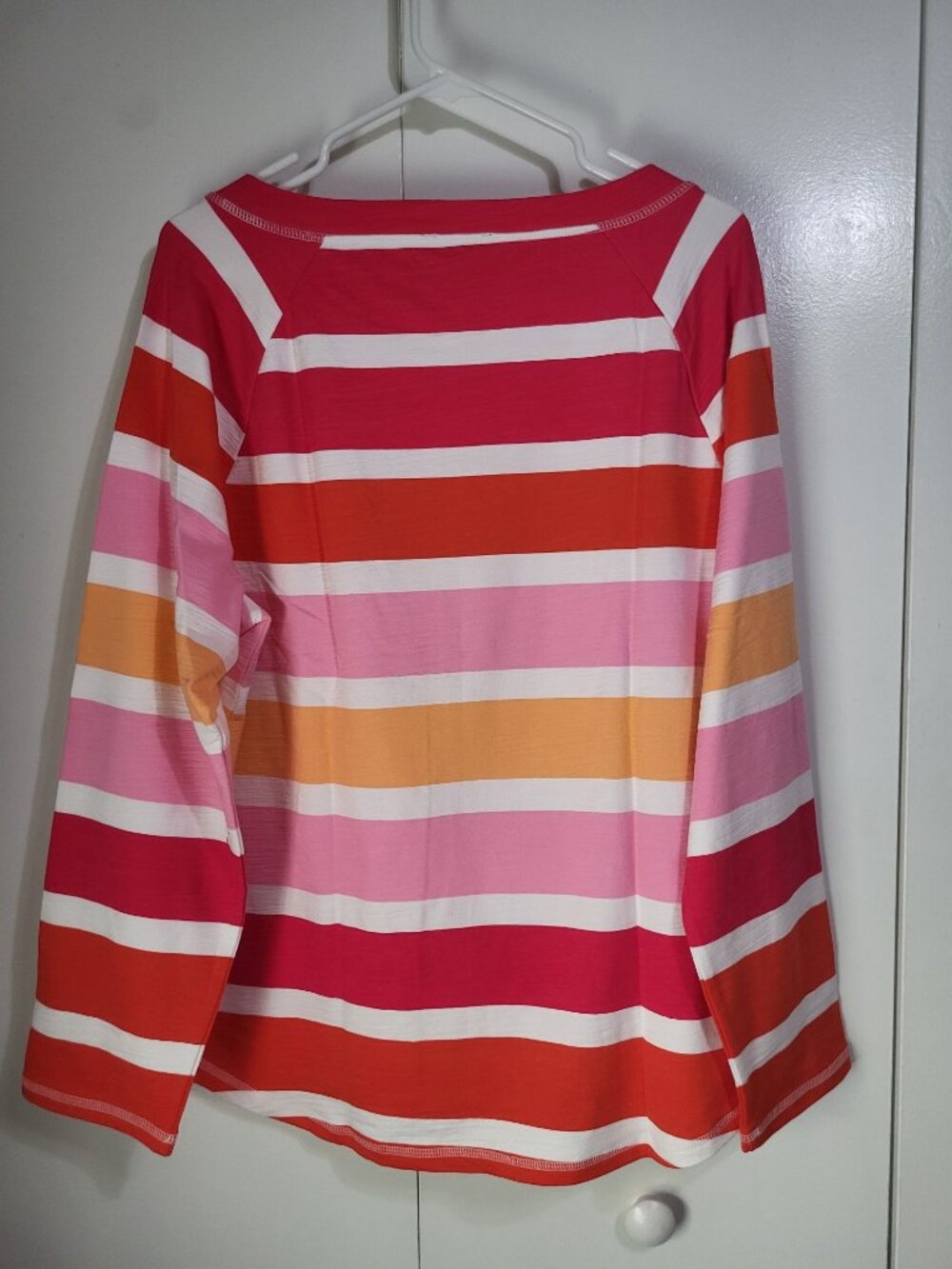 Talbots Women's XL UPF 50 Cozy Crush Pullover Zippy Stripe Pink Orange Beachy - Picture 2 of 6
